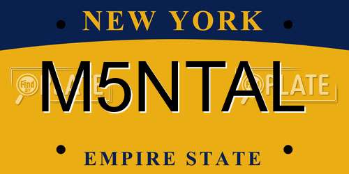 M5NTAL New York License Plate