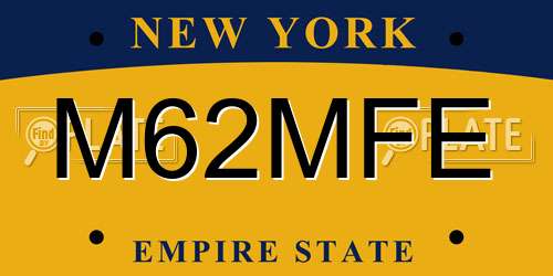 M62MFE New York License Plate