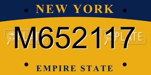 M652117 New York License Plate