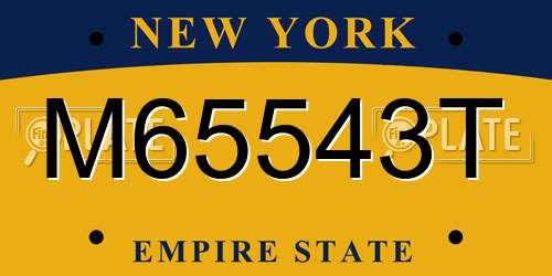 M65543T New York License Plate