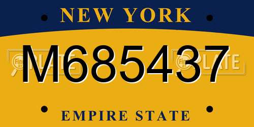 M685437 New York License Plate