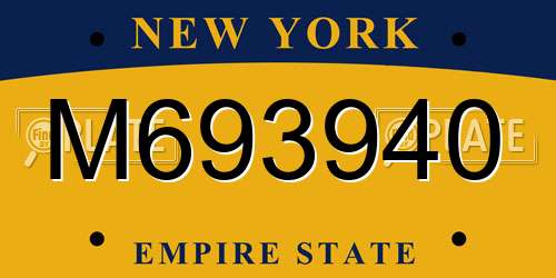M693940 New York License Plate