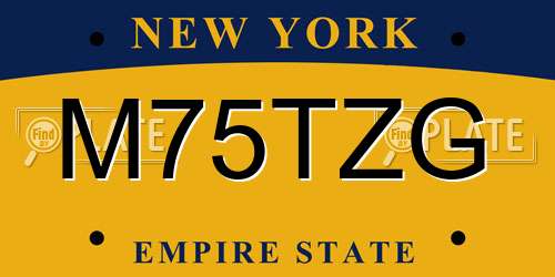 M75TZG New York License Plate