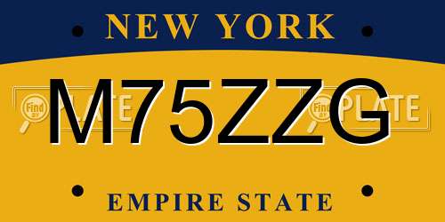 M75ZZG New York License Plate