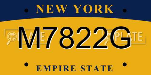 M7822G New York License Plate