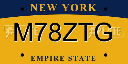 M78ZTG New York License Plate
