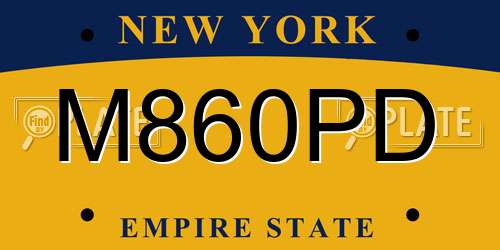 M860PD New York License Plate