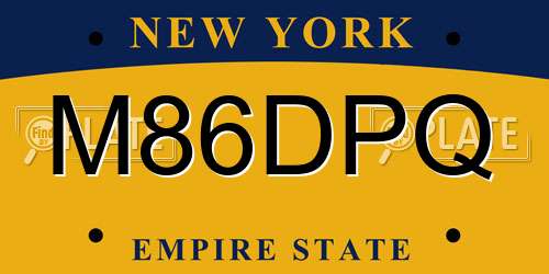 M86DPQ New York License Plate