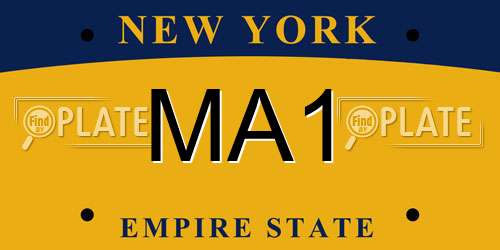 MA1 New York License Plate