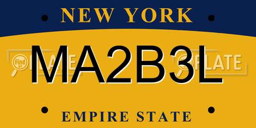 MA2B3L New York License Plate
