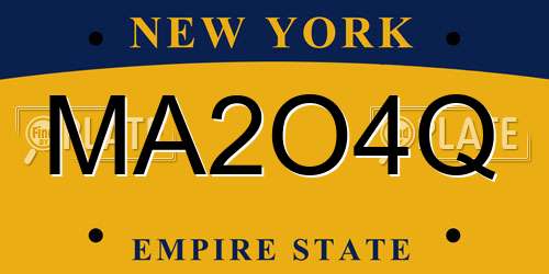 MA2O4Q New York License Plate