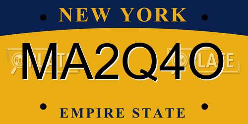 MA2Q4O New York License Plate