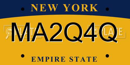 MA2Q4Q New York License Plate