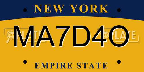 MA7D4O New York License Plate