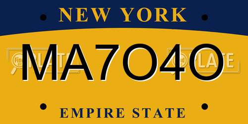 MA7O4O New York License Plate