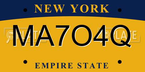 MA7O4Q New York License Plate