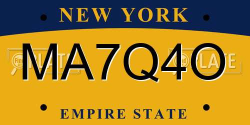 MA7Q4O New York License Plate
