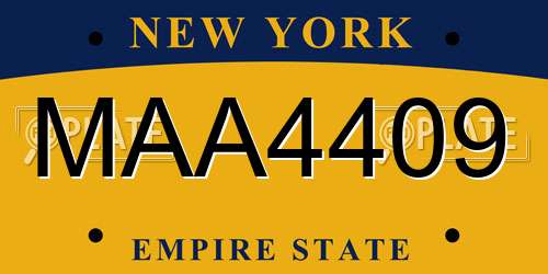 MAA4409 New York License Plate