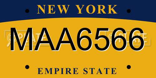 MAA6566 New York License Plate