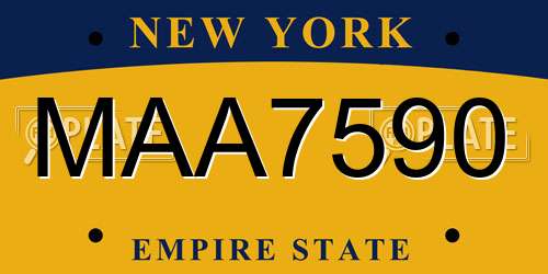 MAA7590 New York License Plate