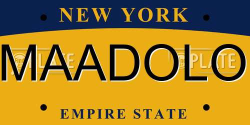 MAADOLO New York License Plate