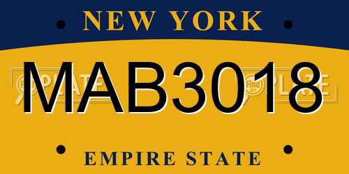 MAB3018 New York License Plate