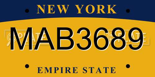 MAB3689 New York License Plate