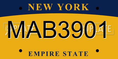 MAB3901 New York License Plate