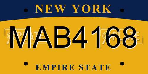 MAB4168 New York License Plate