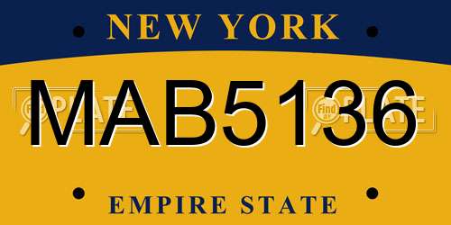 MAB5136 New York License Plate