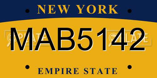 MAB5142 New York License Plate