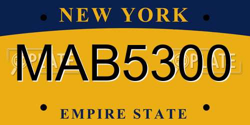 MAB5300 New York License Plate