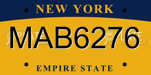 MAB6276 New York License Plate