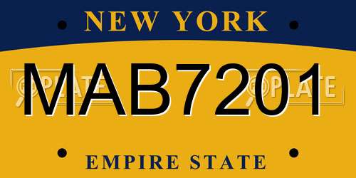 MAB7201 New York License Plate
