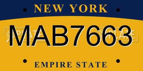 MAB7663 New York License Plate