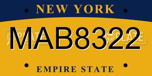 MAB8322 New York License Plate
