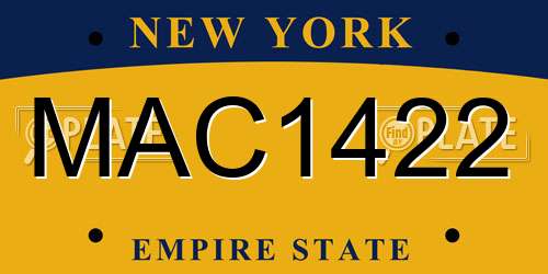 MAC1422 New York License Plate