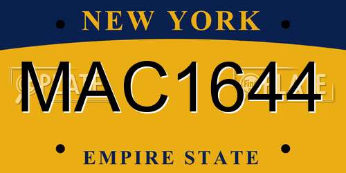 MAC1644 New York License Plate