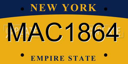 MAC1864 New York License Plate
