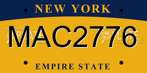 MAC2776 New York License Plate