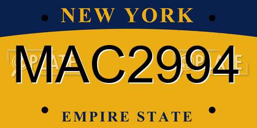 MAC2994 New York License Plate