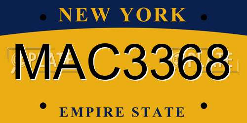 MAC3368 New York License Plate