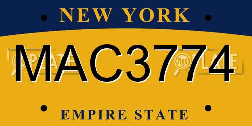 MAC3774 New York License Plate