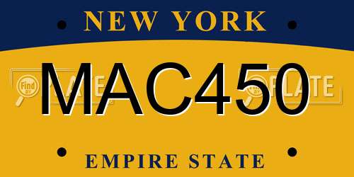 MAC450 New York License Plate