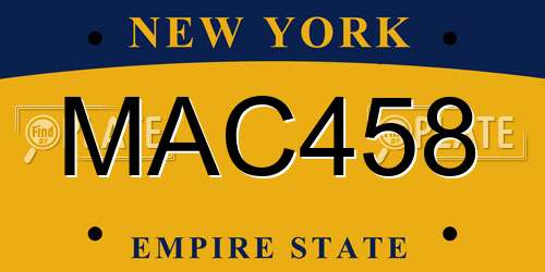 MAC458 New York License Plate