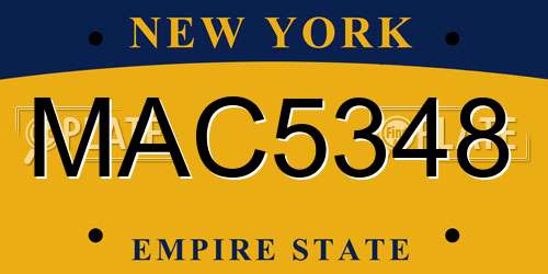 MAC5348 New York License Plate