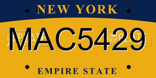 MAC5429 New York License Plate