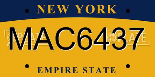 MAC6437 New York License Plate