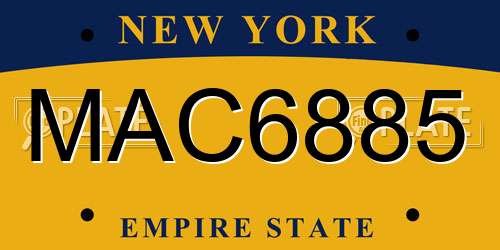 MAC6885 New York License Plate
