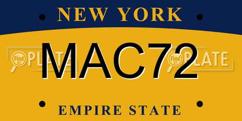 MAC72 New York License Plate